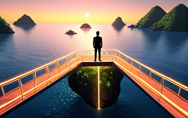 **Image Prompt:** A lone figure (representing the solo entrepreneur) standing on a small island of a desk, looking towards a vibrant, bustling network of interconnected islands representing opportunities, mentorship, and collaboration. Soft, encouraging lighting with a hopeful, determined expression on the figure's face. The islands are diverse in shape and size, connected by glowing bridges. Stylized, slightly whimsical illustration.